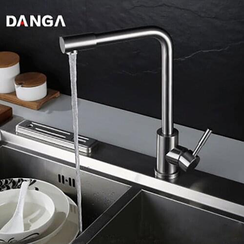 Sink Tap Rotatable Kitchen Faucet Hot and Cold Mixer Single Pipe Brushed Basin Water Tap Temperature Control Hardware Faucet