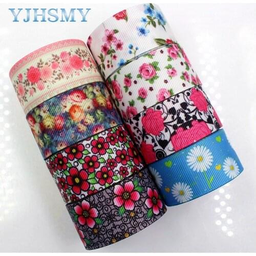 YJHSMY D-171108-540,25 mm 5 Yards flower Thermal transfer Printed grosgrain Ribbons,clothing Accessories DIY gift wrap Material