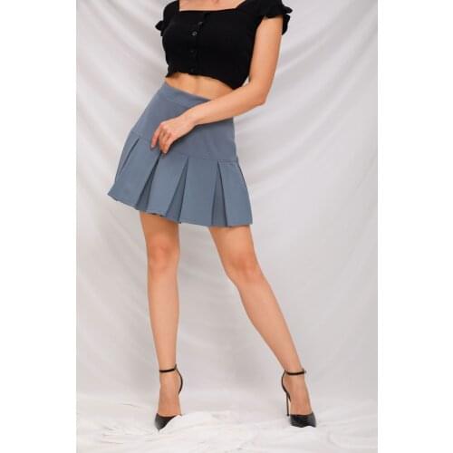 2021 New College Style Short Skirt Elastic High Waist Skirt Ladies Summer Solid Color Wild Sexy Female Pleated Skirt Mini Skirt