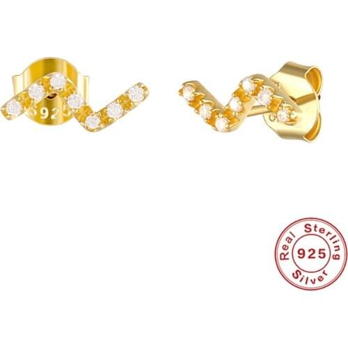 100% S925 Sterling Silver Wave Earrings Women Accessories Hot Selling CZ Zircon Creative Fashion Girl Diamond Jewelry