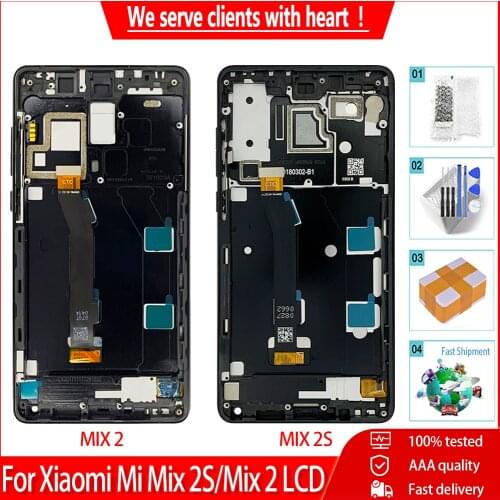New For Xiaomi Mi Mix 2 MIX 2S LCD Display Touch Screen With Frame Digitizer Assembly Replacement Part For Xiaomi MiX2 MIX2S LCD