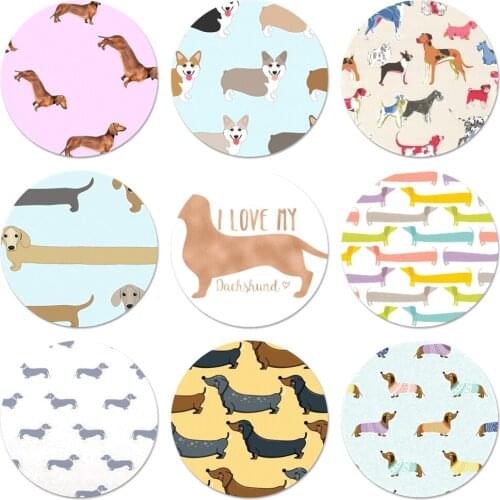 58mm Dachshund Doxie Flower Dog Puppy Icons Pins Badge Decoration Brooches Metal Badges For Clothes Backpack Decoration