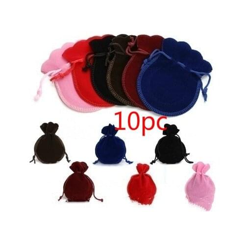 10Pcs Fashion 7*9cm Velvet Bag Drawstring Pouch Black/Red Calabash Jewelry Packing Bags Wedding/Christmas Gift Bag