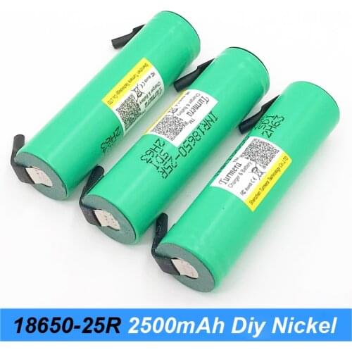 18650 INR18650-25R Lithium Battery 2500mAh 20A with Welding Nickel for 12V 16.8V 21V 25V Screwdriver Battery and E-Bike Turmera