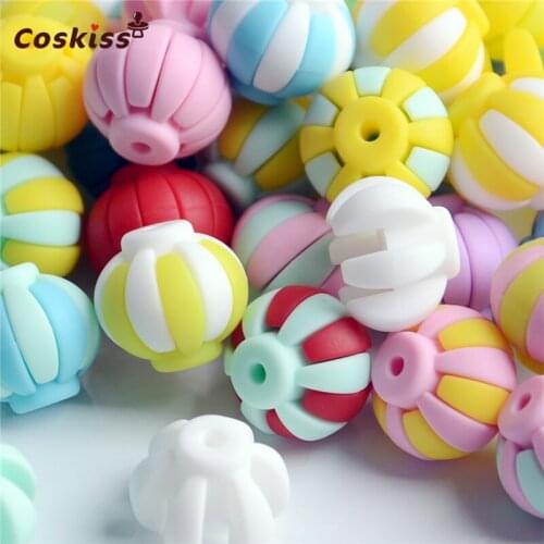 20pcs New Product Half Lantern Beads Made From Food Grade Silicone With Baby Teether Bracelet/necklace DIY Fashion Pendant