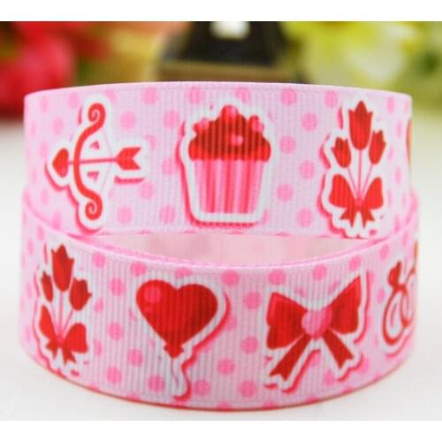 22mm 25mm 38mm 75mm Valentines Day Cartoon Character printed Grosgrain Ribbon party decoration 10 Yards X-01698