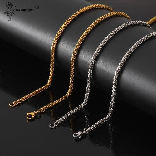 3mm Charm Franco Chain Stainless Steel Necklaces Hip Hop Gold Color Chain Necklace For Male Female Punk Necklace Jewelry Gifts