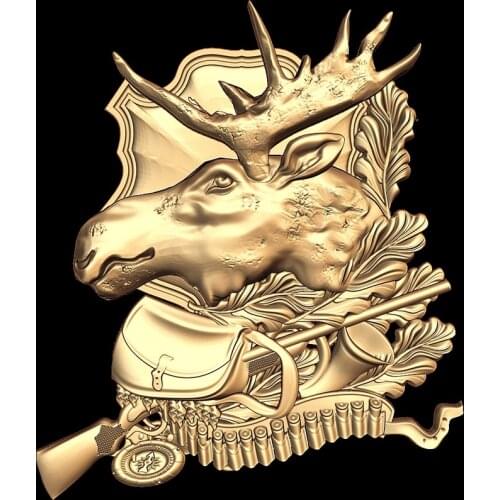 Deer head 3d STL Model for CNC Router Engraver Carving Machine Relief Artcam Aspire