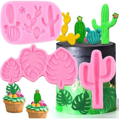 3D Cactus Turtle Leaf Flower Silicone Mold Plant Chocolate Fondant Mould DIY Party Cake Decorating Tools Candy Clay Resin Molds