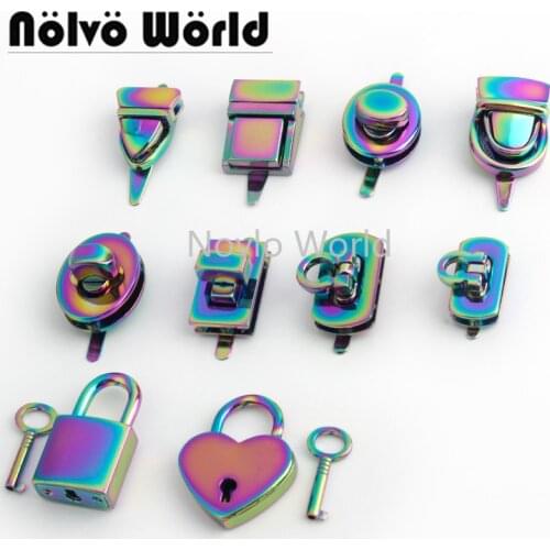 5sets 20sets 28*22mm High qulity lock woman bag making gunmetal pressed lock briefcase lock for genuine leather Hardware RAINBOW