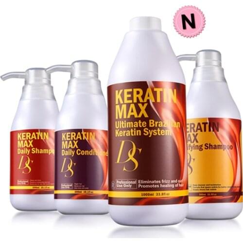 5% Formalin 1000ml Keratin DS Max Hair Treatment+500ml Purifying Shampoo+Daily Dry Shampoo and Deep Conditioner For Damage Hair