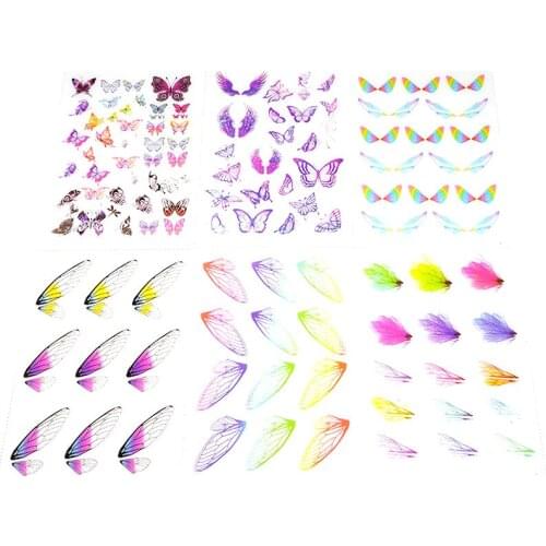 5pc Butterfly Wings Colorful Plastic Stickers Epoxy Transparent Filling Epoxy Stickers Decorative With Use Of Mold DIY Jewelry
