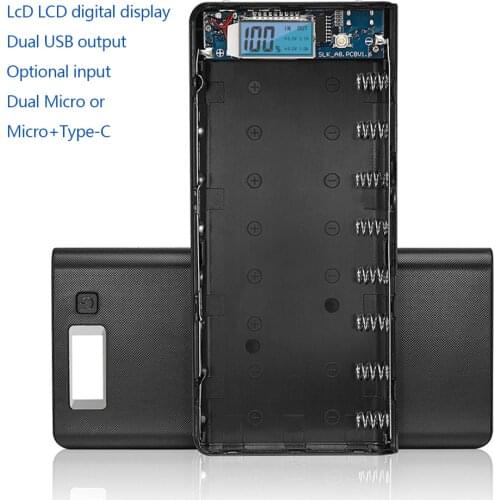 8 Slots 18650 Power Bank Battery Holder USB Type C Battery Storage Box Mobile Phone Charger DIY Battery Power Bank Shell Case