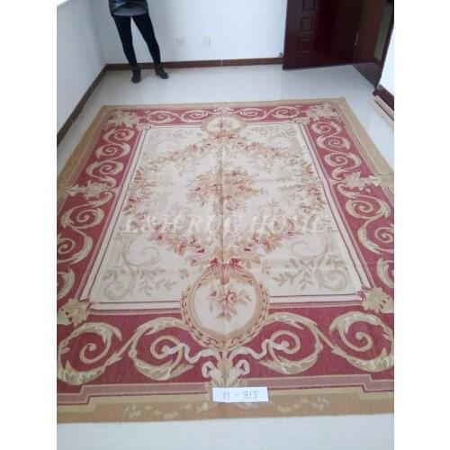 Free shipping 9'x12' Aubusson rug French aubusson carpet hand woven carpet woolen area rug for home decoration