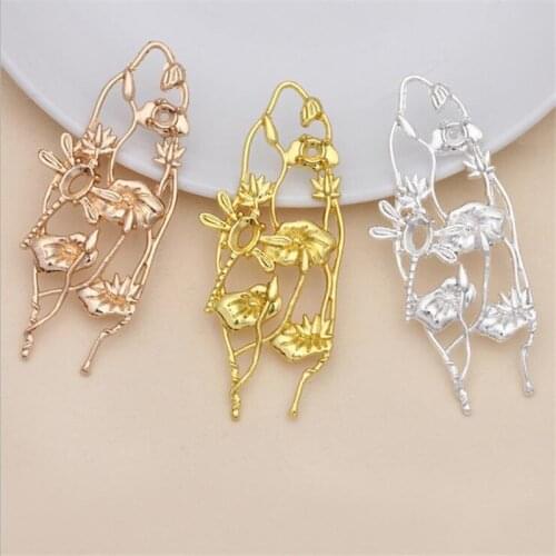SIXTY TOWFISH 10 Pieces DIY Jewelry Accessories 30*69mm Alloy Ancient Retro Style Materials Flower Charms