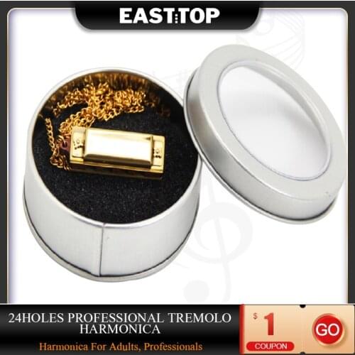 DF4X 4hole high quality wood mini necklace harmonica gift with matel case