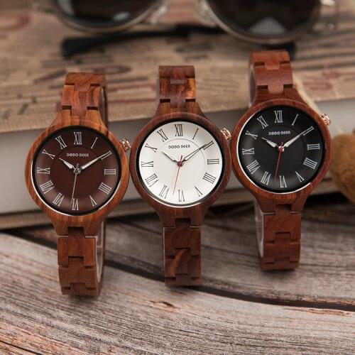 Watch Women Logo Red Wood Ladies Designer Wristwatches Luxury Brand Famous Montre Femme High Quality Charm Bracelet oem Dropship