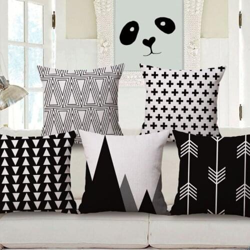 Decorative Throw Pillow Case Cover Black Geometric Cushion Cover Decoration For Sofa Home Capa De Almofadas 45x45cm