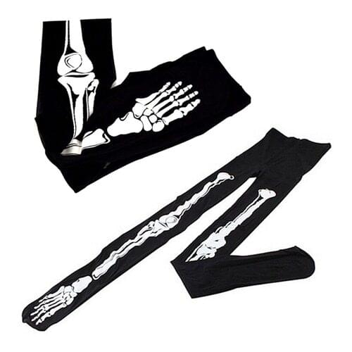 Women Sexy Pantyhose 3d Print Skeleton Bone Creative Tights Stovepipe Skull Terror Scary Stocking