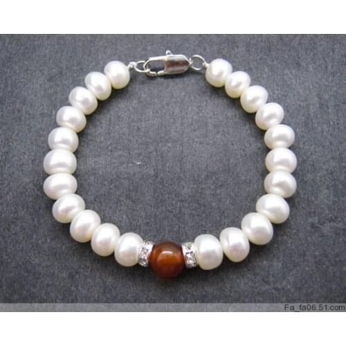 TWO Jewerly COLOR!!! 7-8MM Size Exquisite Natural Freshwater Pearl Bracelet Bangle Fashion Jewelry, 30pcs/lot+Free Shipping