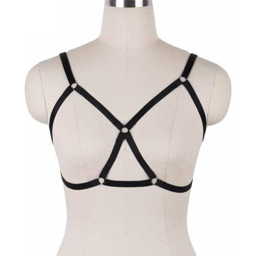 JLX.HARNESS Harajuku Crop Top Bondage Harness Lingerie Elastic Cage Bra Fetish Wear Body Harness Adjustable Body Cage Bra O0086