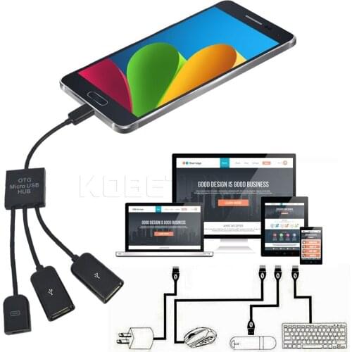2017 Newest 3 in 1 Male to Female Dual Micro USB 2.0 cable Host OTG Hub Adapter Cable For Samsung OTG Function Phone