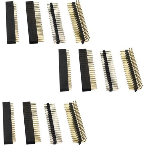 AU42 -12PCS 40 Pin GPIO Header Kit 20X2 Pins Right Angle GPIO Header Socket for Raspberry Pi Zero/4B/3B+/3B/3A