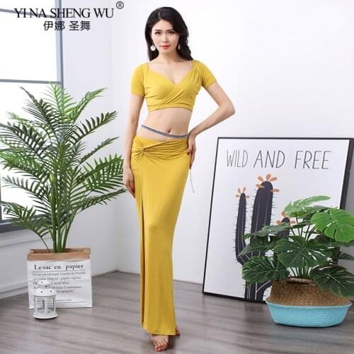 Oriental Dance Women Belly Dance Costum Practice Set Sexy Split Slim New Modal Dress Suit Show Top+skirt Clothing Team Dancewear