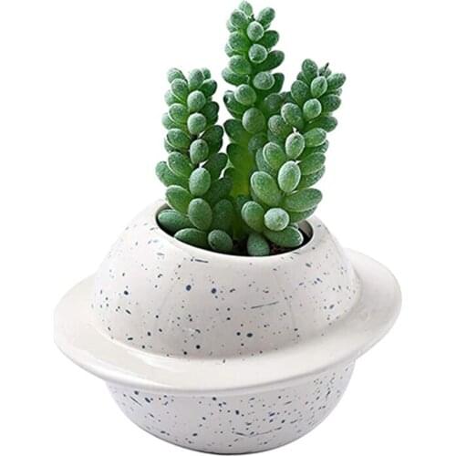 Creative Planet Succulent Pot Ceramic Planter with Drainage Hole Cactus Plant Flower Pots Desktop Garden Decor