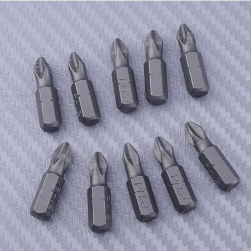 LETAOSK New 10Pcs PH2 for Philips Screwdriver Magnetic Screw driver Head 25mm Long Anti Slip Drill Bits Set