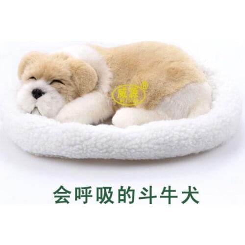 Pitbull Bull dog pampered petz pet mate breathing dog cute toy sleeping pet emulational mini vivid toy Figurines Miniatures