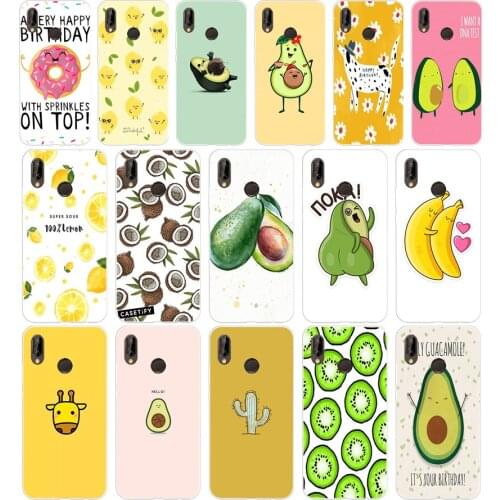 071FG Cute Avocado Food Pattern Soft Silicone Tpu Cover Case for huawei Mate P20 P30 Llte Pro Y6 Y7 2019