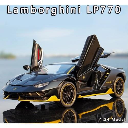 1:24 Lamborghini Lp770 Car Model Simulation Sound And Light Alloy Sports Car Model Childrens Toy Car Boy Racing Collection Gift