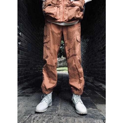 Spring and Autumn Mens Tooling Camouflage Washed Patch Sweatpants Trousers Pants