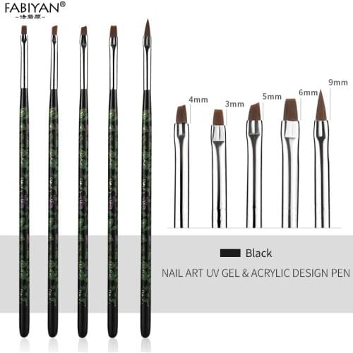 5PCS/set Nail Art Brush Painting Drawing 3D Tips DIY Design Acrylic Wood Salon Pen Flat Kit Tools Manicure Phototherapy UV Gel