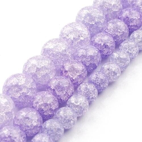 Wholesale Perles Purple Cracked Crystal for Diy Bracelet Jewelry Making Quartz Round Beads 15'' strand 6 8 10mm