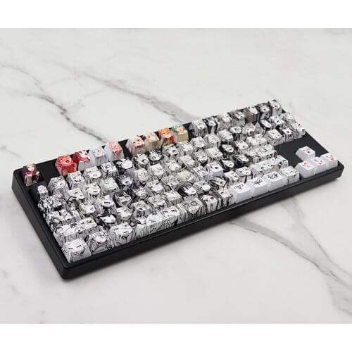 PBT 71 key Ahegao Keycap Dye Sublimation OEM Profile Japanese Anime Keycap For Cherry Gateron Kailh switch GK61 GK64