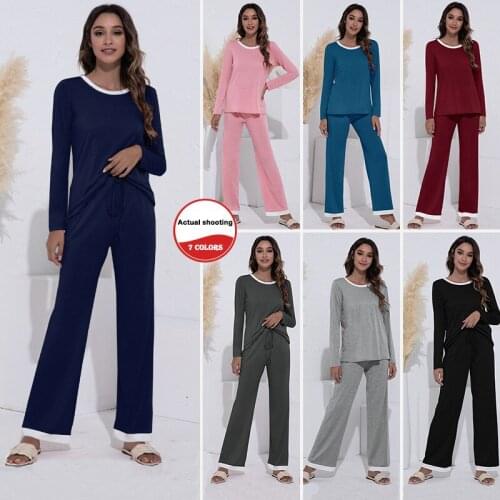 2pcs Womens Pajamas Sets Autumn Women Pyjamas Long Sleeve Trousers Sleepwear Winter Home Clothes Leisure Suit Pijama Nightie