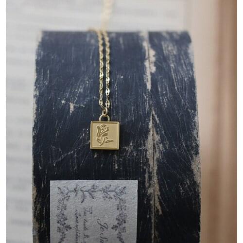 Valentines Gifts Mini Rose Tulip Frosted Pendant 18k Gold Chains Necklaces for Girls Choker Stainless Steel Jewelry for Women