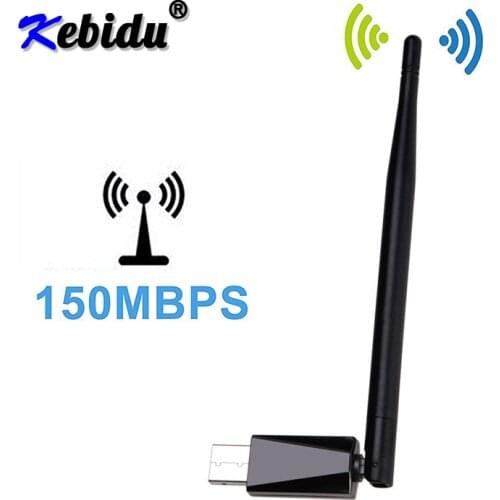 Kebidu Portable Mini 150Mbps USB WiFi Wireless Network Card MTK7601U 802.11n/g/b LAN Card 5db External Antenna Adapter
