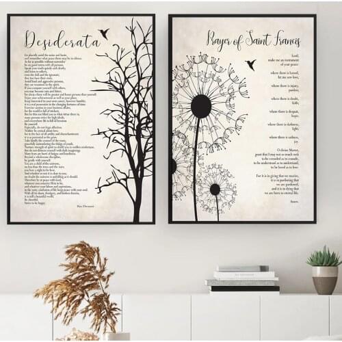 Bible Verse Poster and Print Prayer of Saint Francis Wall Art Christian Religious Quotes Canvas Painting Poem Poster on The Wall