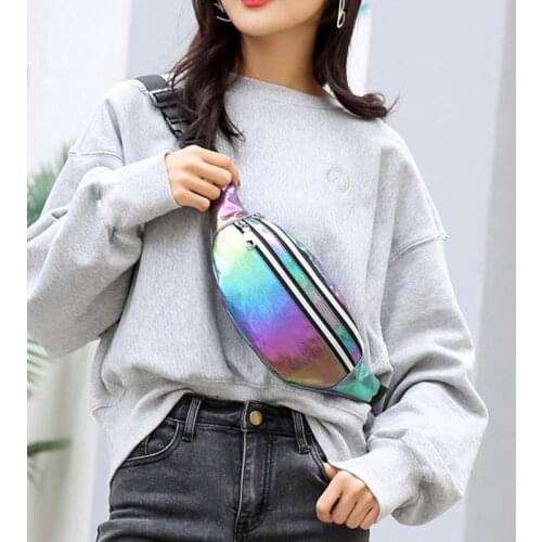 Women Holographic Waist Fanny Pack Belt Bag Travel Hip Bum Chest Phone Pouch