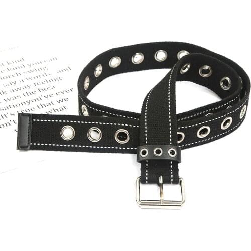 Teenager New fashion long wide punk style metal pin buckle belt Unisex canvas waist strap jeans trouser Pant waistband Accessory