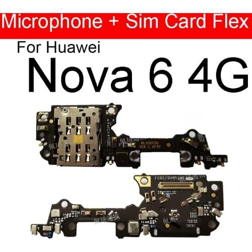 SIM/SD Card Reader Holder Conecction Board With Microphone Flex Cable For Huawei Nova 6 4G / Nova 6 5G Replacement Parts