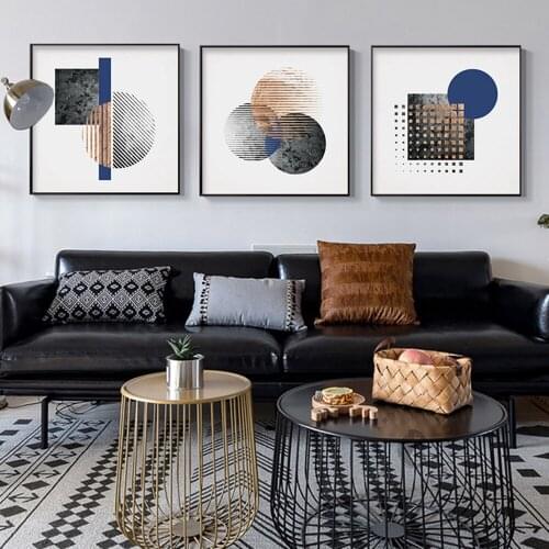 Scandinavian Pastel Canvas Painting Posters Nordic Home Decoration Blue Abstract Shapes Wall Art Prints Modern Home Decor