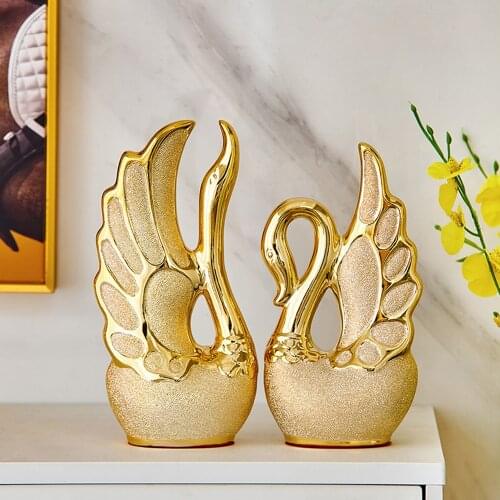 Modern Creative Ceramic Craft Swan Statue Living Room Bedroom Home Decor Gifts for Friends Home Furnishings Statue Sculpture