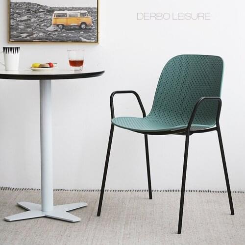 Modern Classic Nordic new Design Loft Metal Plastic Steel Leg Fashion Soft Color High quality Dining Room Side Arm Chair 1PC