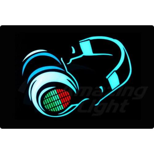 Party light up music headphone logo El panel T-shirt sound activated flashing El panel for T-shirts