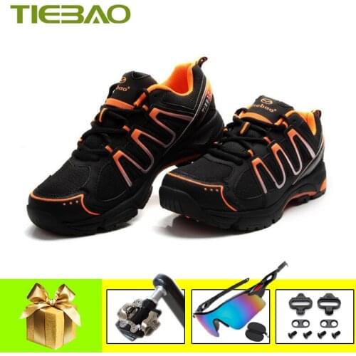 TIEBAO Cycling shoes mtb SPD pedals Outdoor Sport Mountain Bicycle Sneakers Self-Locking Professional men women Racing Bike Shoe