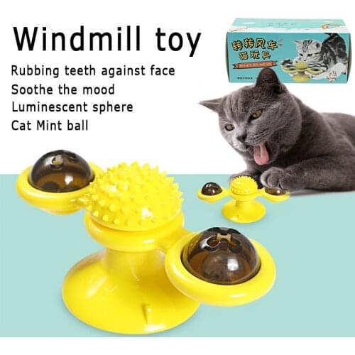 Windmill cat toy Turntable Teasing Interactive cat brush with Catnip Cat Scratching Pet ball toys play Cat Supplies teeth molar